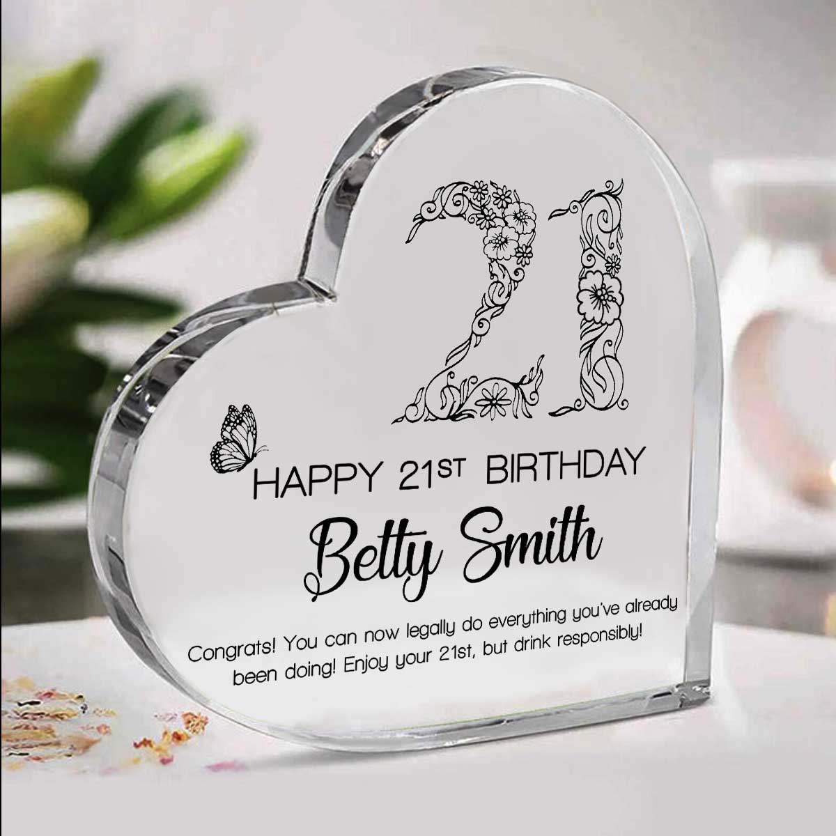 Personalised Happy 21st Birthday Gift Plaque - 21st Birthday Gifts For Daughter - Ladies 21st Birthday Gifts - Gifts to Give For 21st Birthday