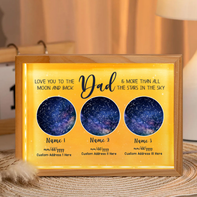 fathers day gift from kids - custom dad star map frame light box - gift for dad from daughter son - dad birthday present