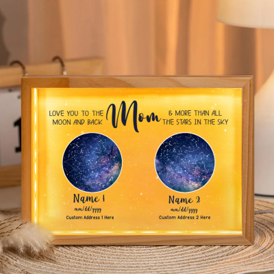 mother's day gift from kids - custom mom star map frame light box - gift for mom from daughter son - mom birthday gifts