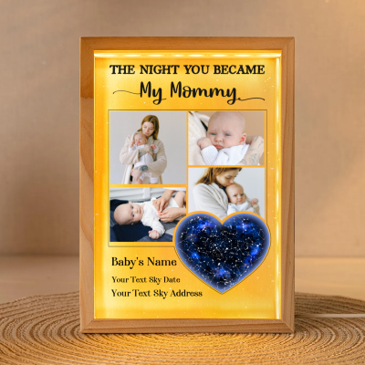 mothers day presents for new moms - new mom picture frame light box - custom new mother gifts - the night you became my mommy