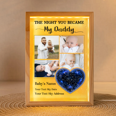 Fathers Day Gift For New Dad - New Daddy Picture Frame Light Box - Custom 1st Time Dad Gifts - The Night You Became My Daddy