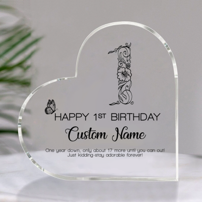 Personalized Happy 1st Birthday Gift Plaque - 1 Year Old Birthday Gifts - One Year Birthday Present - First Year Birthday Gifts