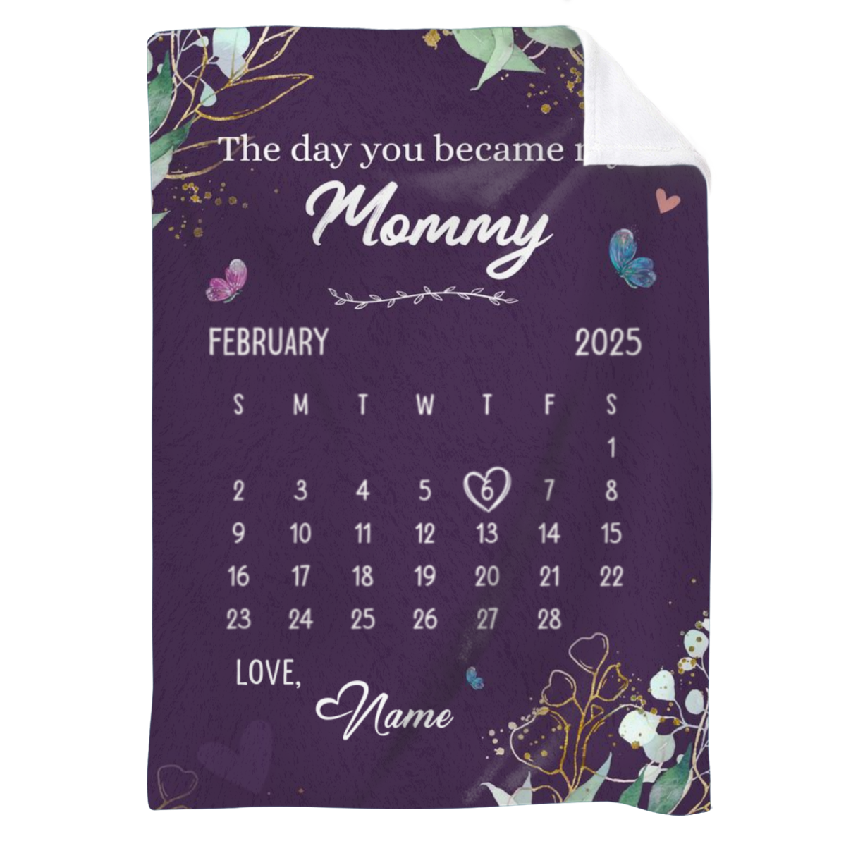 mother's day gifts for new moms - custom calendar blanket for new moms - first time mom gifts from husband - the day you became my mommy