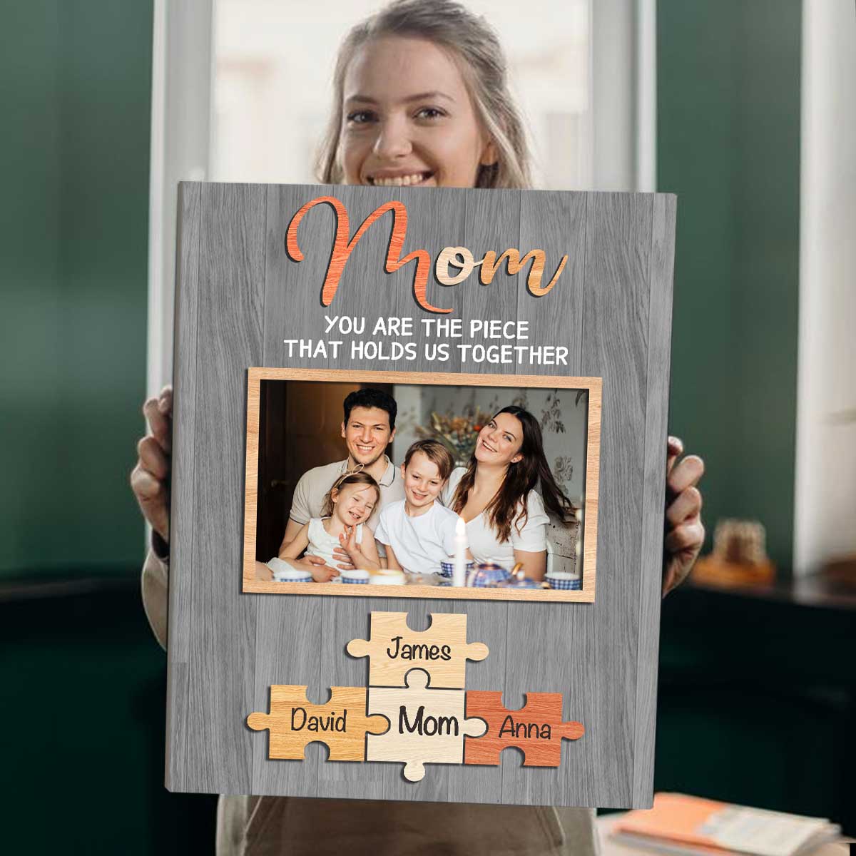 mom puzzle piece canvas - mothers day puzzle gifts - custom mom gift from kids - you are the piece that holds us together