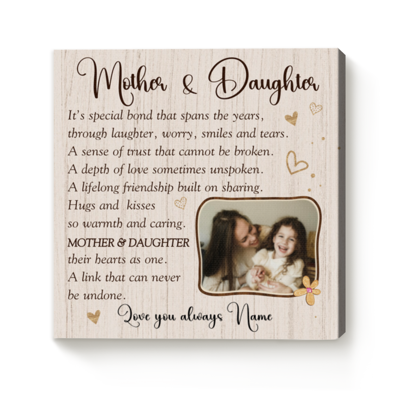 personalized mother daughter canvas - mother daughter mother's day gift - mother and daughter poem gifts