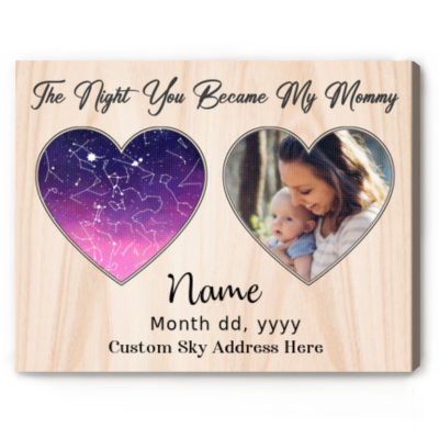new mom mother's day gifts - custom star map canvas for new mom - first time mom gifts from husband - the day you became my mommy gifts