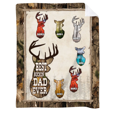 Hunting Gifts For Dad - Hunting Dad Blanket With Kids Name - Personalized Father's Day Gifts - Gifts For Dad