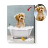 Personalized Pet Portrait - Funny Bathroom Art Print - Kids Bathroom Wall Art - Pet in Bathtub Custom Canvas Art - Custom Pet Gift