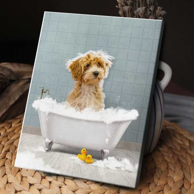 Personalized Pet Portrait - Funny Bathroom Art Print - Kids Bathroom Wall Art - Pet in Bathtub Custom Canvas Art - Custom Pet Gift