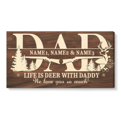 Hunting Dad Gifts, Hunting Dad Sign with Kids Names, Fathers Day Gifts For Dad Hunter, Man Cave Decor Gift For Him