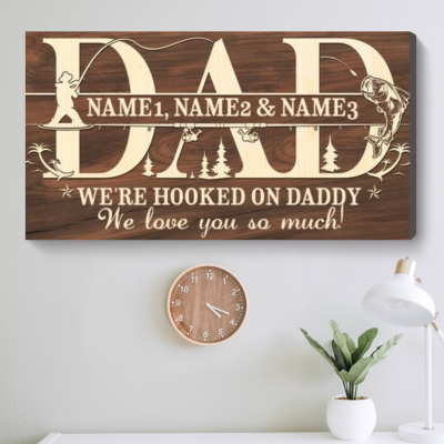 Fishing Father's Day Gift for Him - Personalized Fishing Dad Sign With Kids Name - Gifts For Dad From Daughter - Fisherman Gifts