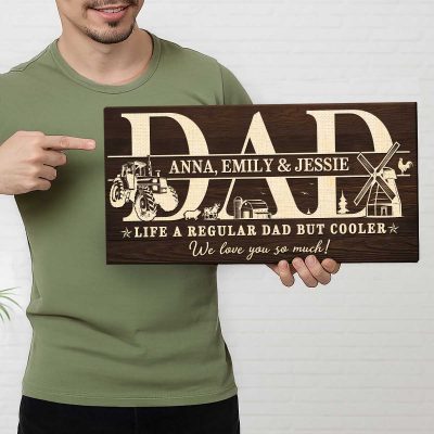 Father's Day Gifts For Farmers - Personalized Farmer Dad Sign With Kids Names - Farmer Dad Gifts