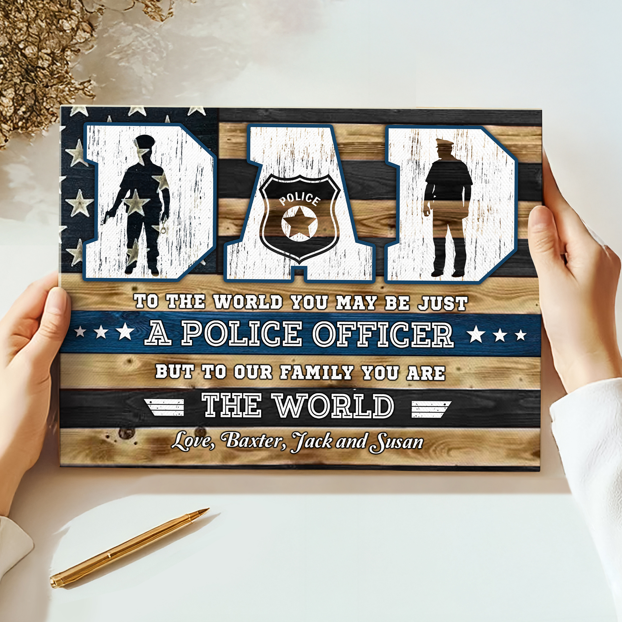 Police Fathers Day Gift - Police Dad Gifts - Custom Police Dad Sign