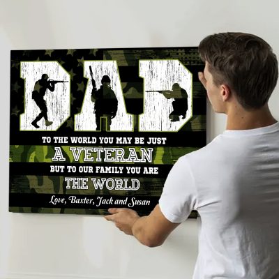 Fathers Day Military Gifts - Army Gifts For Dad - Veterans Dad Gifts - Custom Veteran Dad Sign