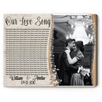 custom song lyrics print on canvas - wedding song lyrics gift - anniversary gift for wife husband - wedding lyrics canvas