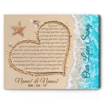 custom song lyric wall art - song lyric gifts - beach couple name sign - wedding anniversary gifts - gifts for couples