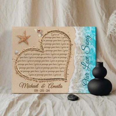 custom song lyric wall art - song lyric gifts - beach couple name sign - wedding anniversary gifts - gifts for couples
