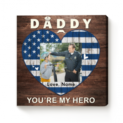 fathers day gift for cop - police officer dad photo canvas - police dad gift from kids - gift for police officer