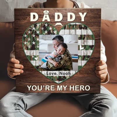 father's day gifts for military dads - military dad photo canvas - veteran dad gift - army gifts for dad