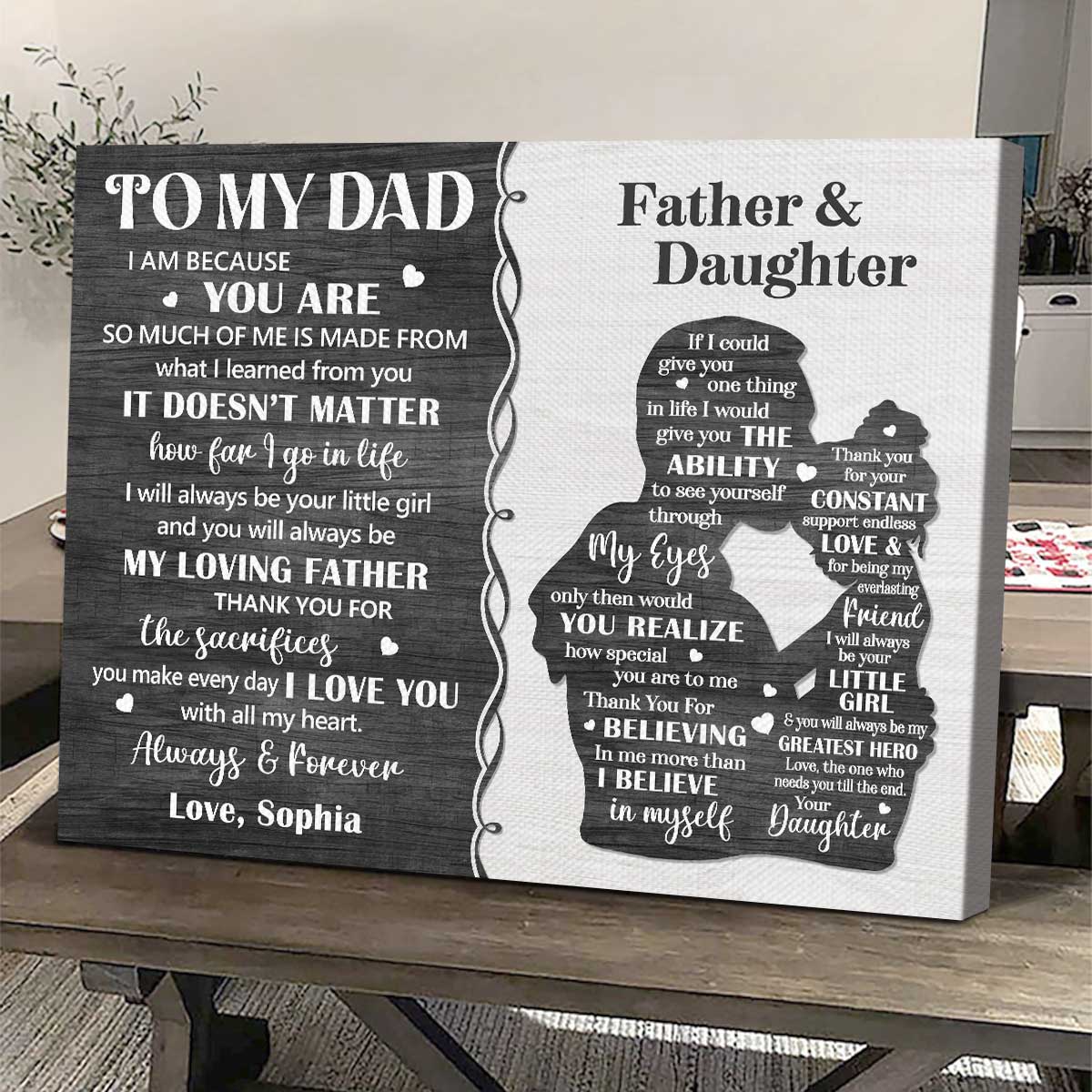 Father Daughter Sign - Father Daughter Gifts For Dad - Presents For Dad From Daughter - Fathers Day Gift From Daughter