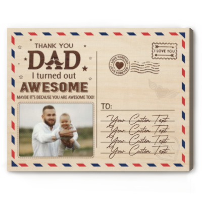Fathers Day Postcard Sign - Personalized Gifts For Father - Dad Fathers Day Gifts