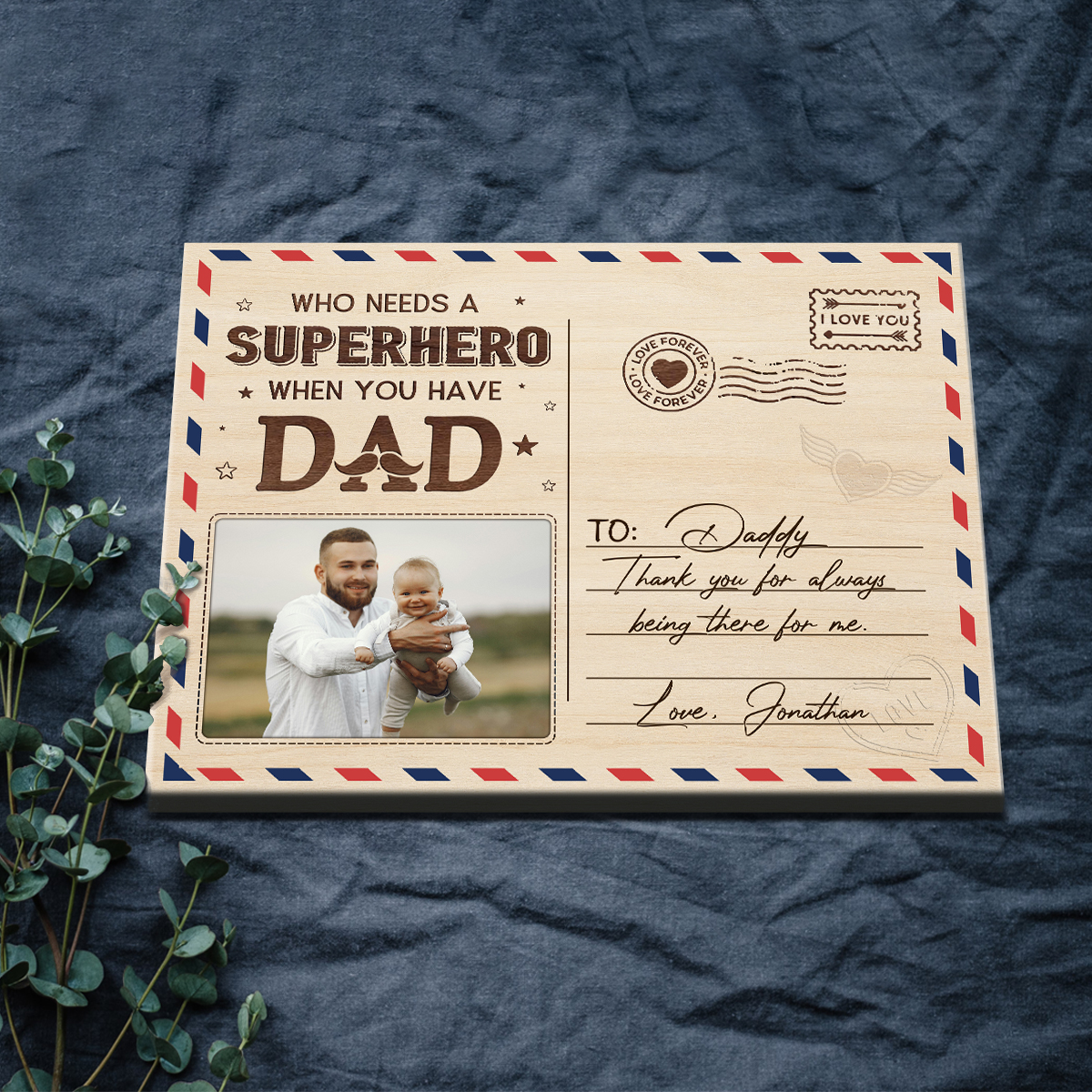 Fathers Day Postcard Sign - Personalized Gifts For Father - Dad Fathers Day Gifts