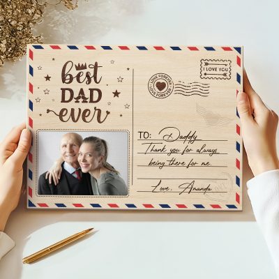Fathers Day Postcard Sign - Personalized Gifts For Father - Dad Fathers Day Gifts