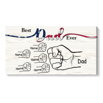 fist bump dad father's day gift - dads children names sign - custom gift for dad - best dad ever gifts