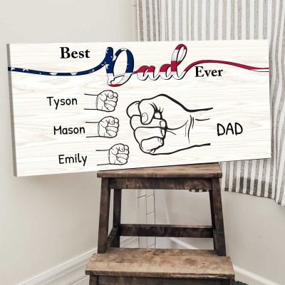 fist bump dad father's day gift - dads children names sign - custom gift for dad - best dad ever gifts