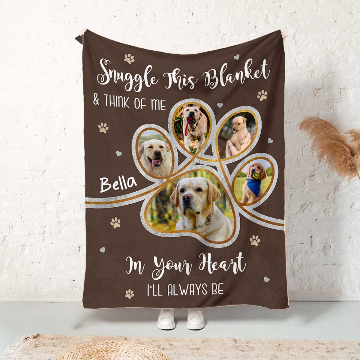 Personalized Dog Memorial Photo Blanket, Remembrance Gift For Loss of Dog, Pet Memory Gifts, Pet Loss Keepsake
