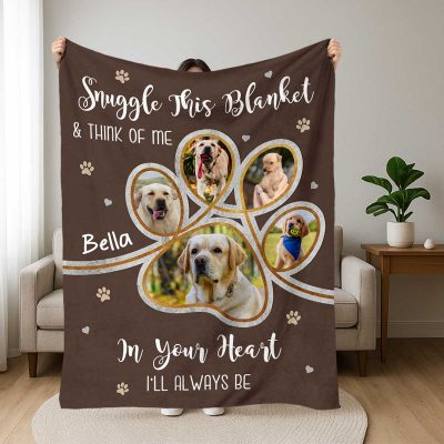 Personalized Dog Memorial Photo Blanket, Remembrance Gift For Loss of Dog, Pet Memory Gifts, Pet Loss Keepsake