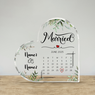 Personalized Wedding Gift, Married Calendar Acrylic Plaque, Wedding Gift for Couple, Married Plaque Gift for Couple, Wedding Keepsake Gift