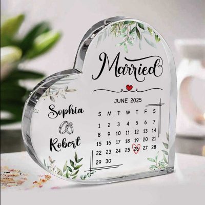 Personalized Wedding Gift, Married Calendar Acrylic Plaque, Wedding Gift for Couple, Married Plaque Gift for Couple, Wedding Keepsake Gift