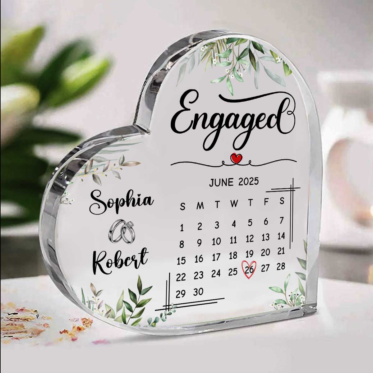 Personalized Engagement Gift, Engaged Calendar Acrylic Plaque, Engagement Gift for Couple, Engagement Keepsake Gift, Engaged Gift for Couple