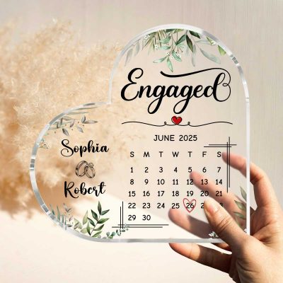 Personalized Engagement Gift, Engaged Calendar Acrylic Plaque, Engagement Gift for Couple, Engagement Keepsake Gift, Engaged Gift for Couple