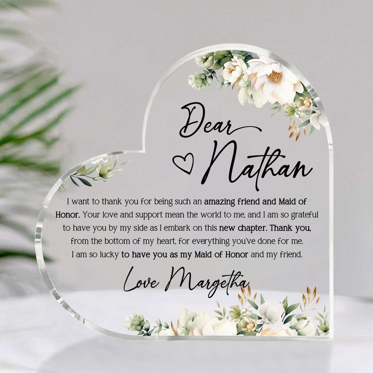 Personalized Maid of Honor Gift, Maid of Honor Acrylic Plaque, Gift for Maid of Honor, Thank you Gift from Bride, Custom Wedding Gift 1 Personalized Maid of Honor Gift, Maid of Honor Acrylic Plaque, Gift for Maid of Honor, Thank you Gift from Bride, Custom Wedding Gift