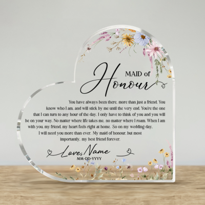 Personalized Maid of Honor Gift Plaque, Maid of Honor Gift, Keepsake Gift for Maid of Honor, Wedding Gifts from Bride