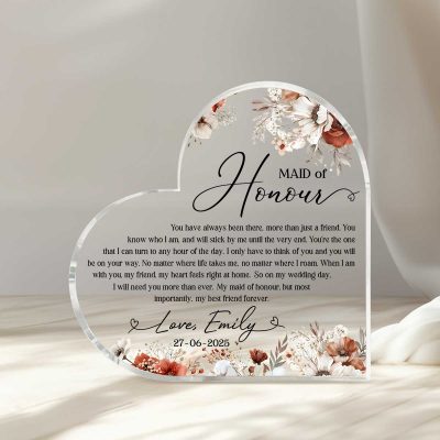 Personalized Maid of Honor Gift Plaque, Maid of Honor Gift, Keepsake Gift for Maid of Honor, Wedding Gifts from Bride