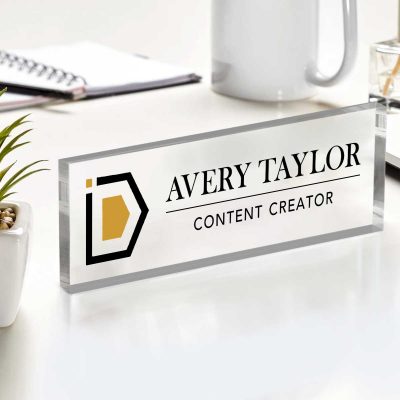 Personalized Logo Desk Name Plate, Custom Logo Gift, Gifts For Coworkers, Grad Gift, Phd Gift, Professional Office Decor