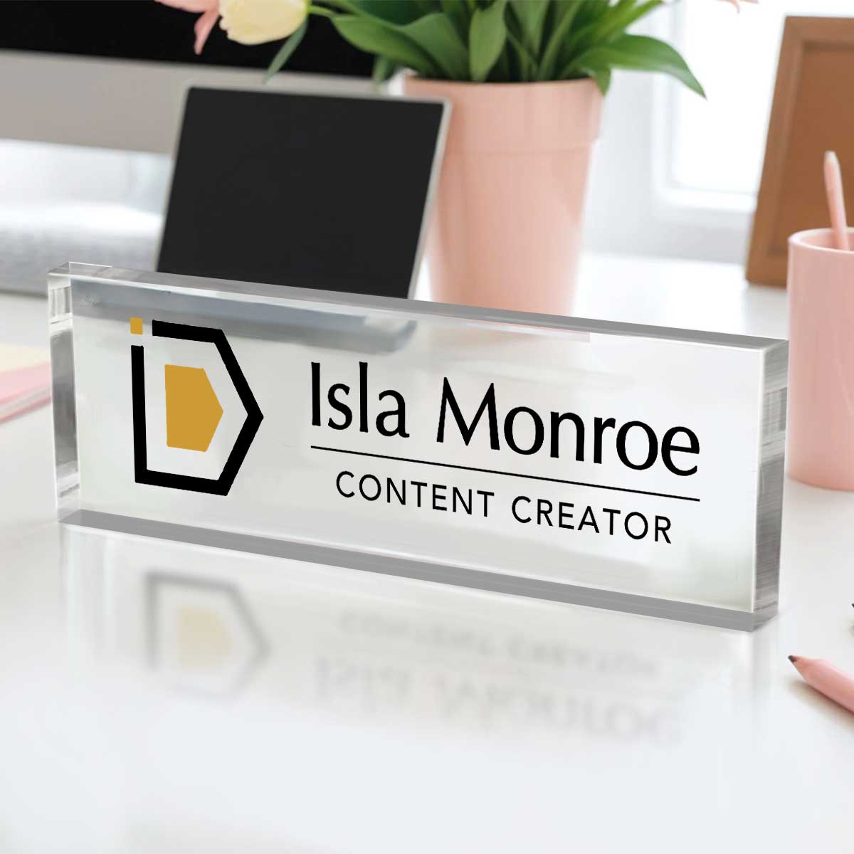 Personalized Logo Desk Name Plate, Custom Logo Gift, Gifts For Coworkers, Grad Gift, Phd Gift, Professional Office Decor