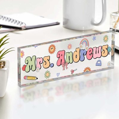 Custom Teacher Name Sign, Teacher Acrylic Desk Name Plate, Back To School Teacher Gifts, Teacher Appreciation Gift 2 Custom Teacher Name Sign, Teacher Acrylic Desk Name Plate, Back To School Teacher Gifts, Teacher Appreciation Gift