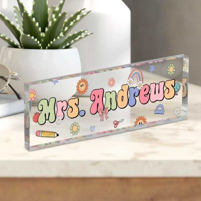 Custom Teacher Name Sign, Teacher Acrylic Desk Name Plate, Back To School Teacher Gifts, Teacher Appreciation Gift 3 Custom Teacher Name Sign, Teacher Acrylic Desk Name Plate, Back To School Teacher Gifts, Teacher Appreciation Gift