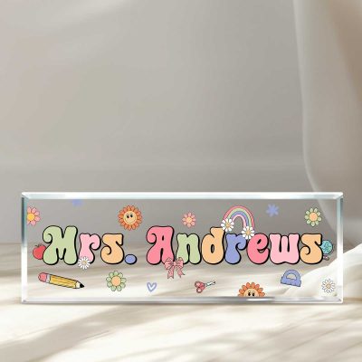 Custom Teacher Name Sign, Teacher Acrylic Desk Name Plate, Back To School Teacher Gifts, Teacher Appreciation Gift 4 Custom Teacher Name Sign, Teacher Acrylic Desk Name Plate, Back To School Teacher Gifts, Teacher Appreciation Gift