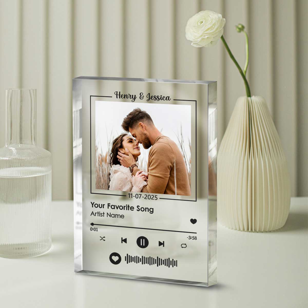Personalized Acrylic Song Plaque, Custom Music Gift, Anniversary Gifts For Him, Gift for Her