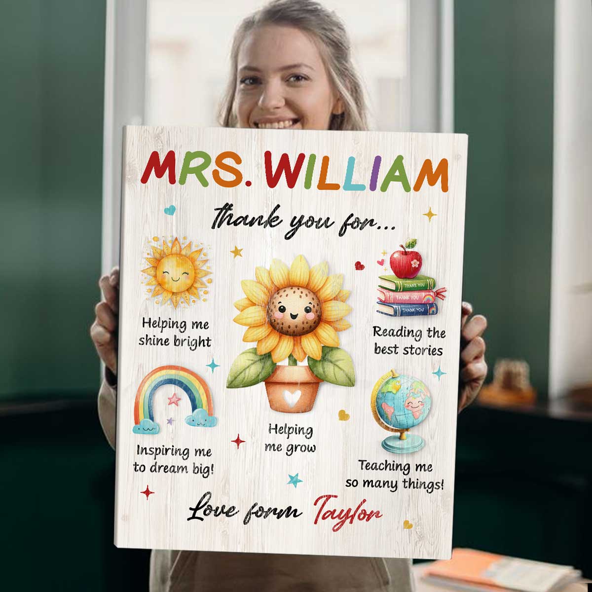 Teacher Appreciation Gifts, Thank You Teacher Gifts, Custom Teacher Sign, Personalized Gift For Teacher, Kindergarten Teacher Gift