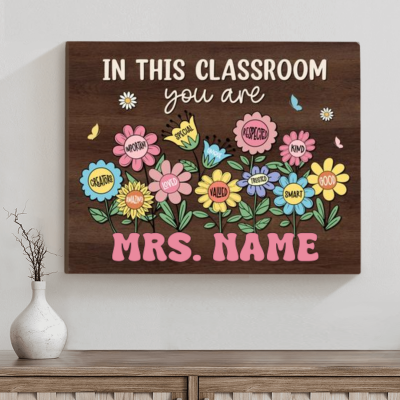 In This Classroom You Are Sign, Personalized Teacher Name Wall Art Canvas, Teacher Appreciation Gifts, Back to School Gifts, Classroom Decor
