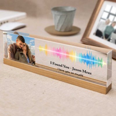 Soundwave Art With Photo Acrylic Plaque, Song Plaque Custom, Personalized Anniversary Gifts, Couple Gift, Music Love Gift