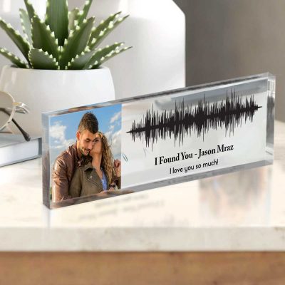 Soundwave Art With Photo Acrylic Plaque, Song Plaque Custom, Personalized Anniversary Gifts, Couple Gift, Music Love Gift