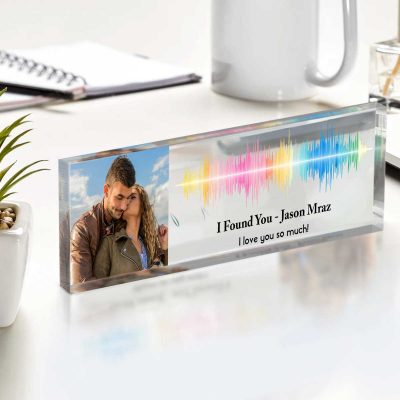 Soundwave Art With Photo Acrylic Plaque, Song Plaque Custom, Personalized Anniversary Gifts, Couple Gift, Music Love Gift