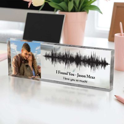 Soundwave Art With Photo Acrylic Plaque, Song Plaque Custom, Personalized Anniversary Gifts, Couple Gift, Music Love Gift